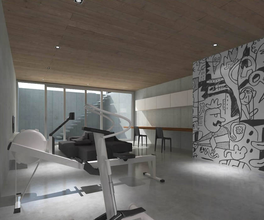 Ontspanningsruimte Lab32 architecten Moderne fitnessruimtes Beton