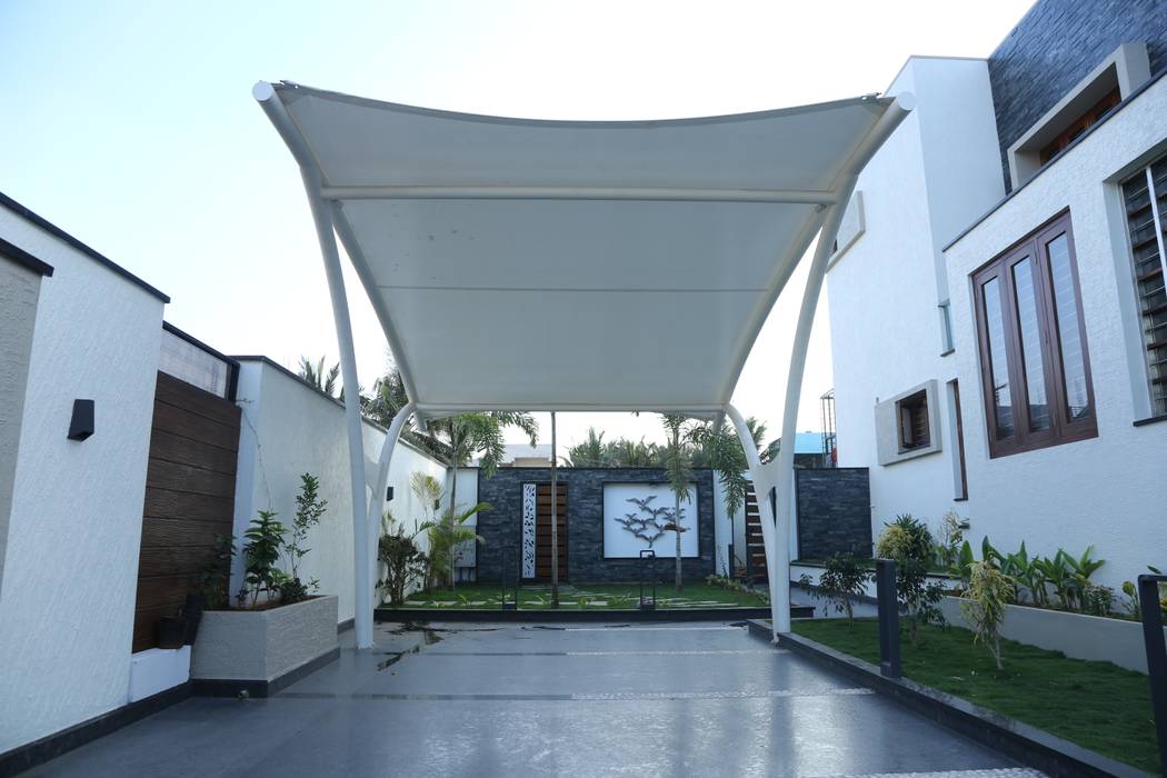A tensile fabric car shed homify Modern garage/shed