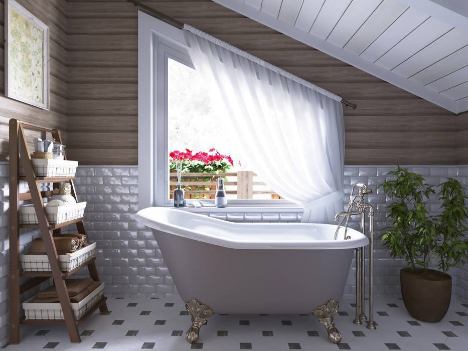 Ванная комната в загородном доме дизайн фото
