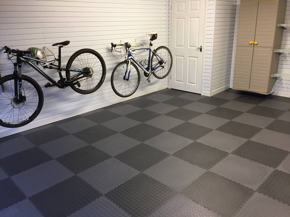 Grey checkerboard garage flooring homify