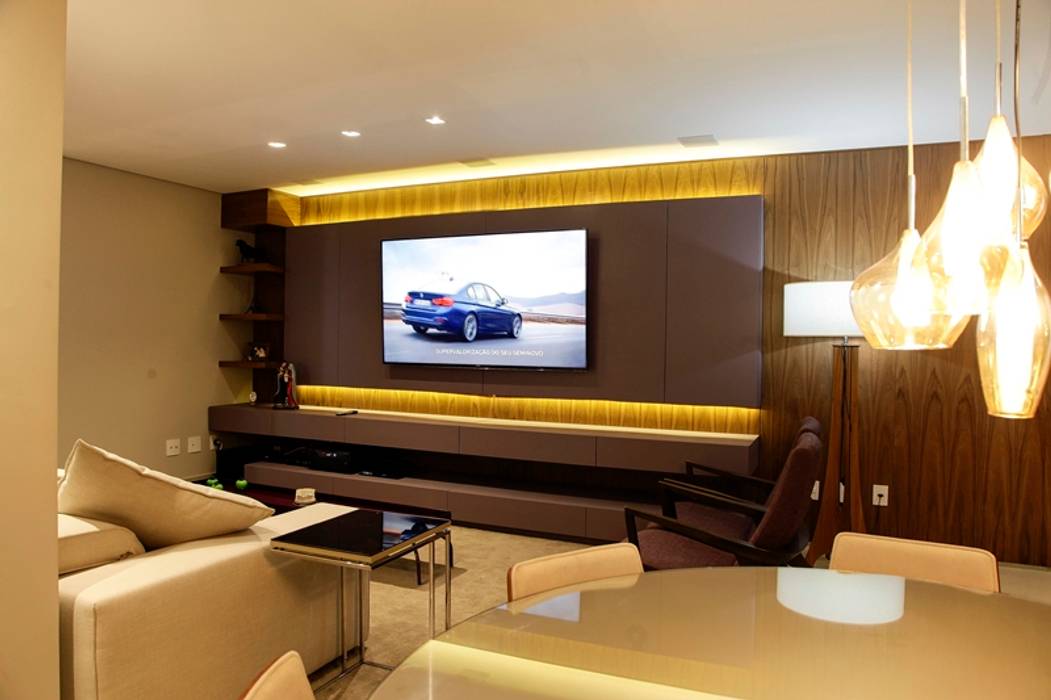 Projeto Sala Home Theater , GRIFFE HOME THEATER GRIFFE HOME THEATER Ruang Media Modern