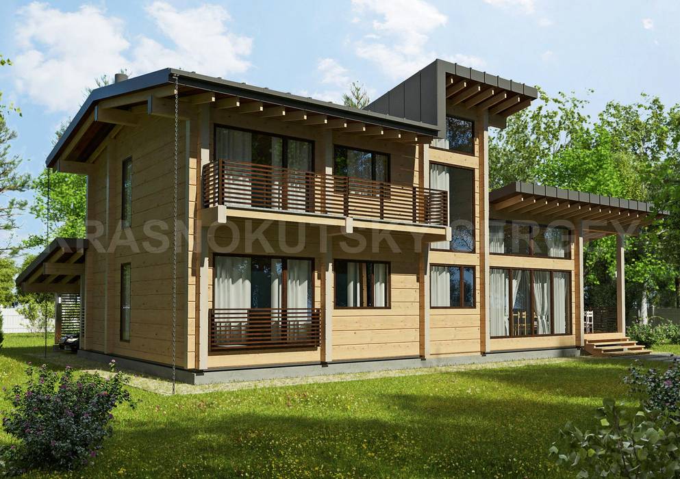 ДОМ ИЗ КЛЕЕНОГО БРУСА VILLA LOTOS, project-ks project-ks