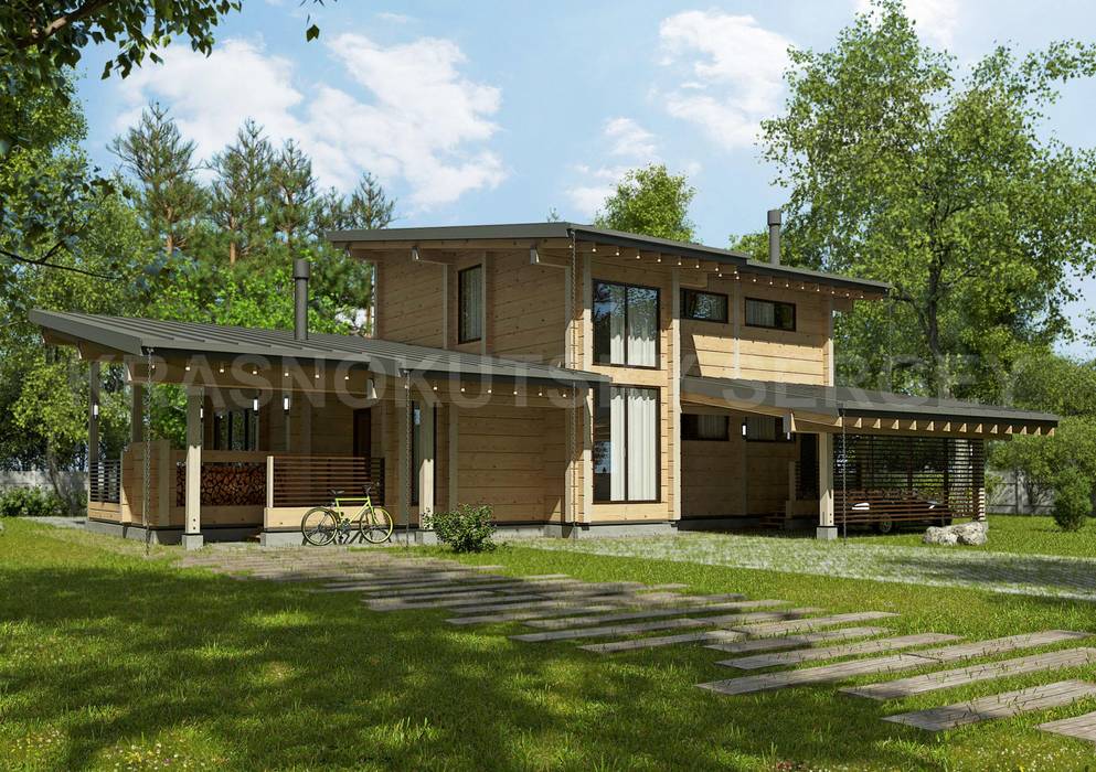 ДОМ ИЗ КЛЕЕНОГО БРУСА VILLA LOTOS, project-ks project-ks