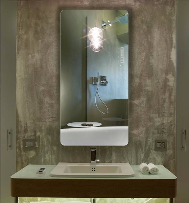 Spiegelheizung Reflex von K8 Radiatori homify Moderne Badezimmer Glas spiegelheizung,infrarot heizung,heizpanel,Spiegel