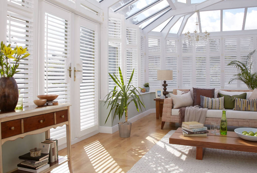 Conservatory Shutters homify Оранжерея Conservatory,conservatory shutter,pvcu shutters,shutters,white shutters,plastic shutters,lifetime shutters,white,uk