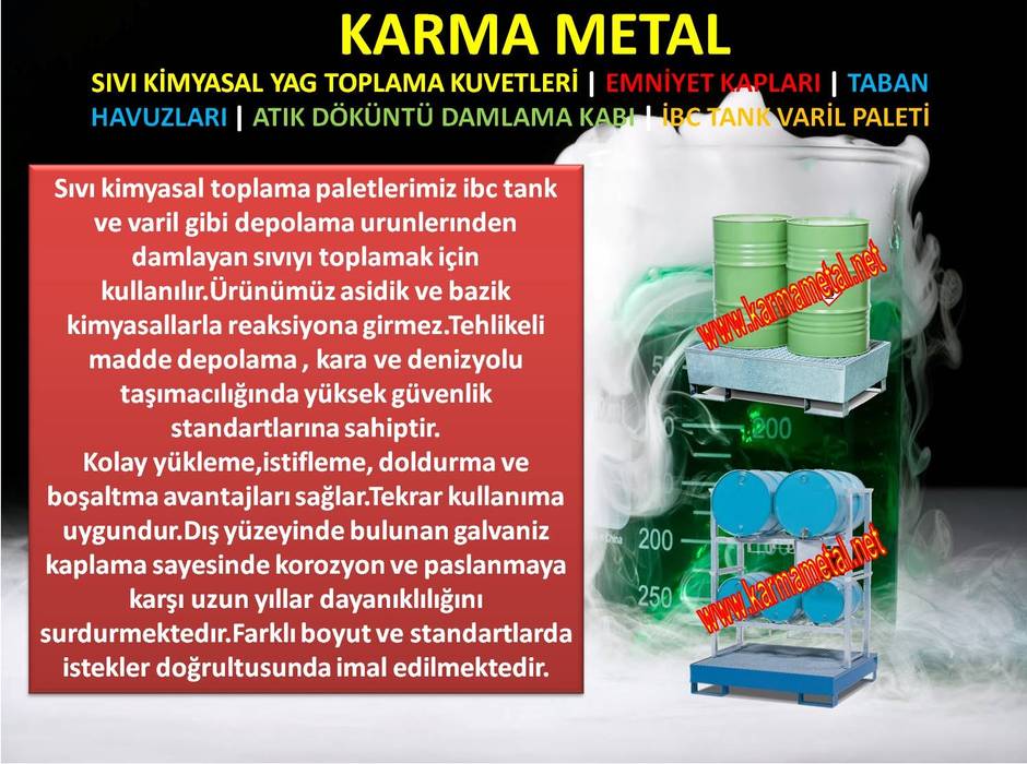 KARMA METAL-Varil Yağ Sıvı Kimyasal Toplama Küveti KARMA METAL toplama küveti