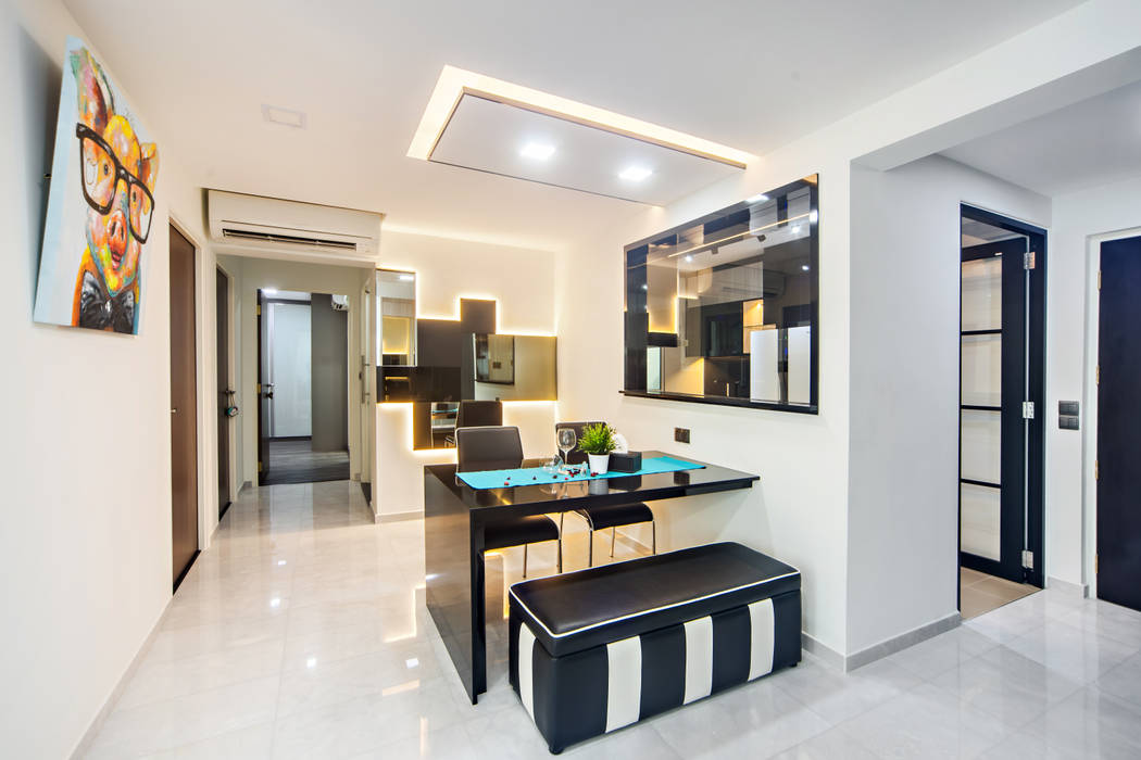 HDB Blk 293B Compassvale Crescent, Renozone Interior design house Renozone Interior design house Modern dining room