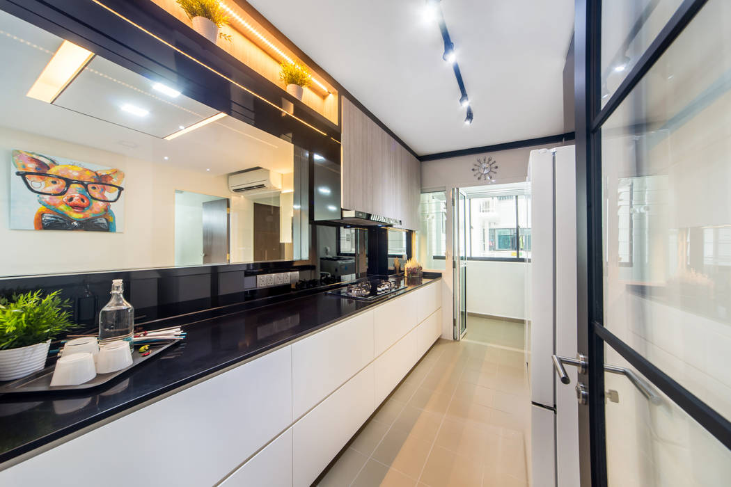 HDB Blk 293B Compassvale Crescent, Renozone Interior design house Renozone Interior design house Modern kitchen