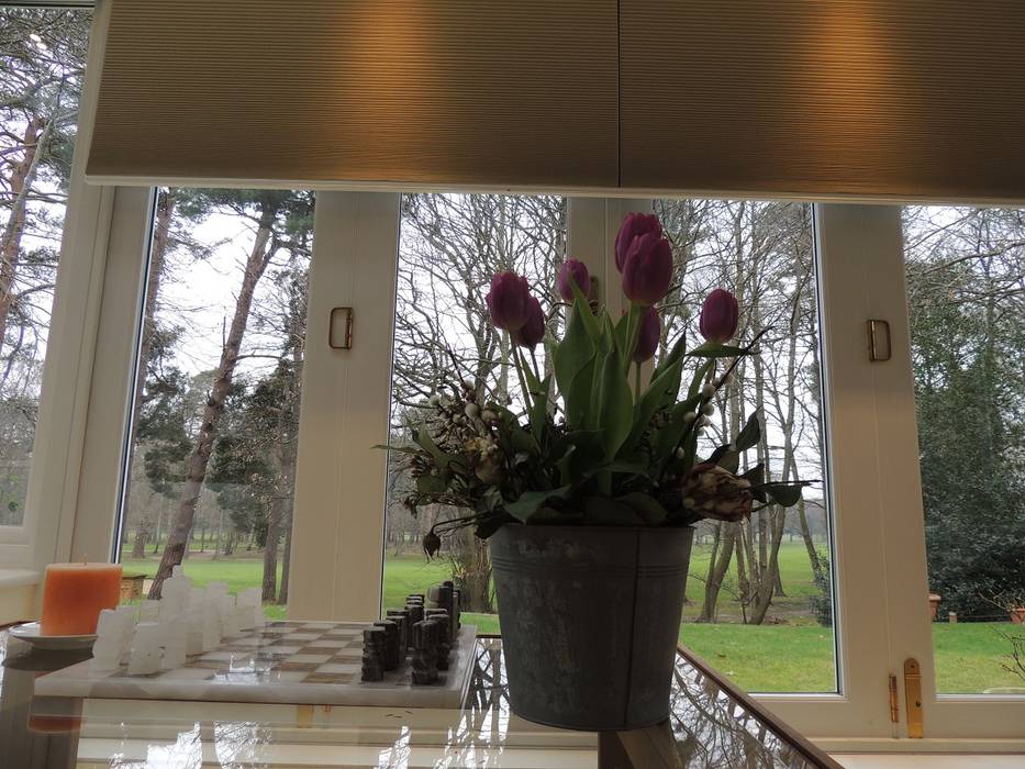 Honeycomb pleated blinds provide insulation at French doors WiSER Modern windows & doors