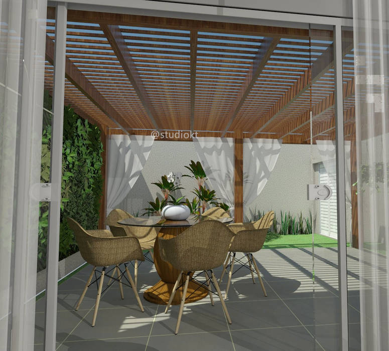 Residencia KB, Studio KT arquitetura.design Studio KT arquitetura.design Modern balcony, veranda & terrace Wood Wood effect Plants & flowers