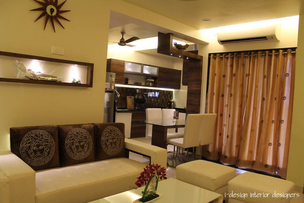 3bhk, I - design interior designer's I - design interior designer's Modern dining room Plywood