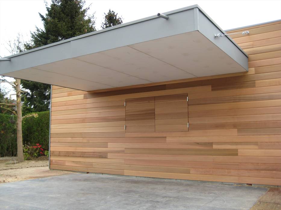 Tuinhuis met luifel., WE-Maatdesign WE-Maatdesign สวน ไม้ Wood effect