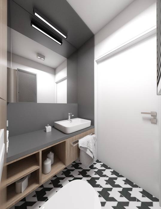 Projekt domu jednorodzinnego 9, BAGUA Pracownia Architektury Wnętrz BAGUA Pracownia Architektury Wnętrz Scandinavian style bathroom