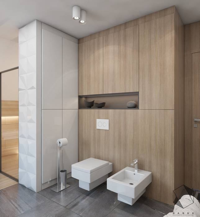 Projekt domu jednorodzinnego 12, BAGUA Pracownia Architektury Wnętrz BAGUA Pracownia Architektury Wnętrz Modern bathroom