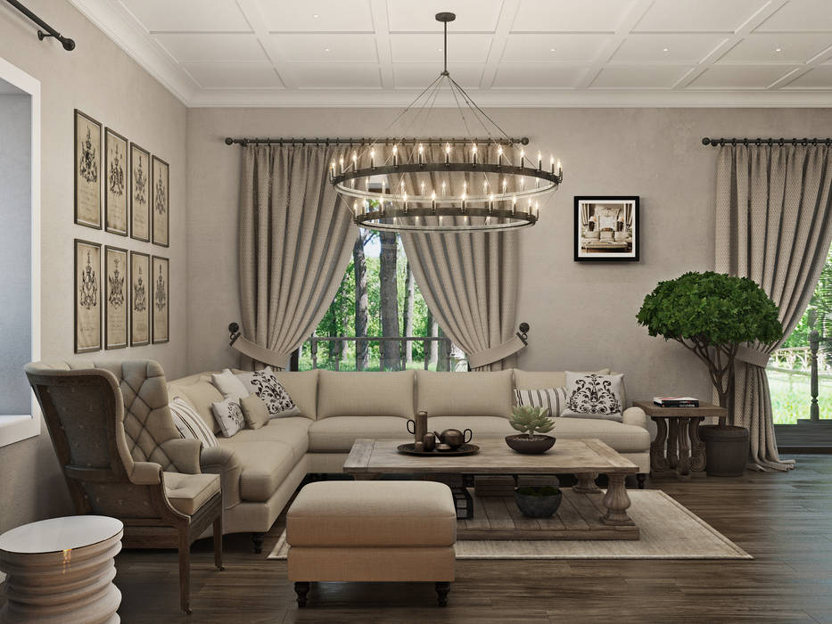 "Американское кантри" 450 мкв, Wide Design Group Wide Design Group Living room