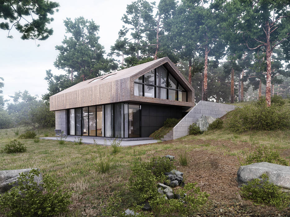 FOREST HOUSE Espace Team Дома в стиле минимализм загородный дом