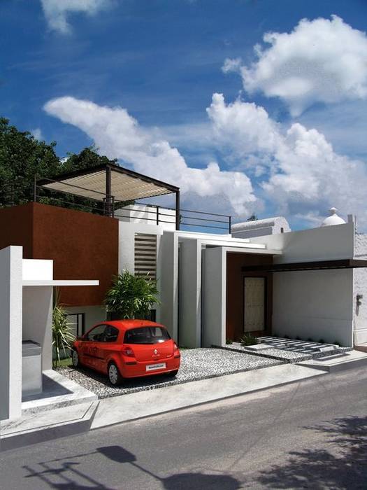 RENDER PRELIMINAR A LA OBRA SIN BARDA EXTERIOR FRACTAL CORP Arquitectura Casas estilo moderno: ideas, arquitectura e imágenes