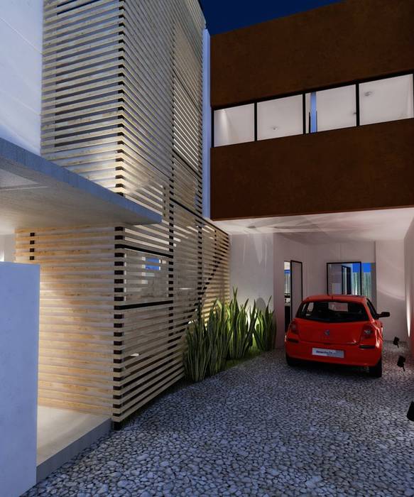 RENDER INGRESO LATERAL FRACTAL CORP Arquitectura Casas modernas