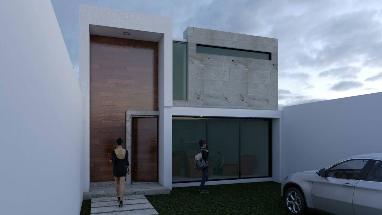 Casa de Dos niveles Estilo minimalista, Architektur Architektur Minimalist Garaj / Hangar