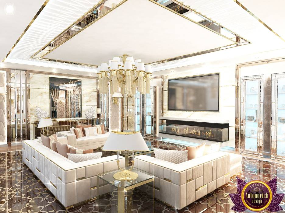 Luxury living room design ideas of Katrina Antonovich, Luxury Antonovich Design Luxury Antonovich Design モダンデザインの リビング