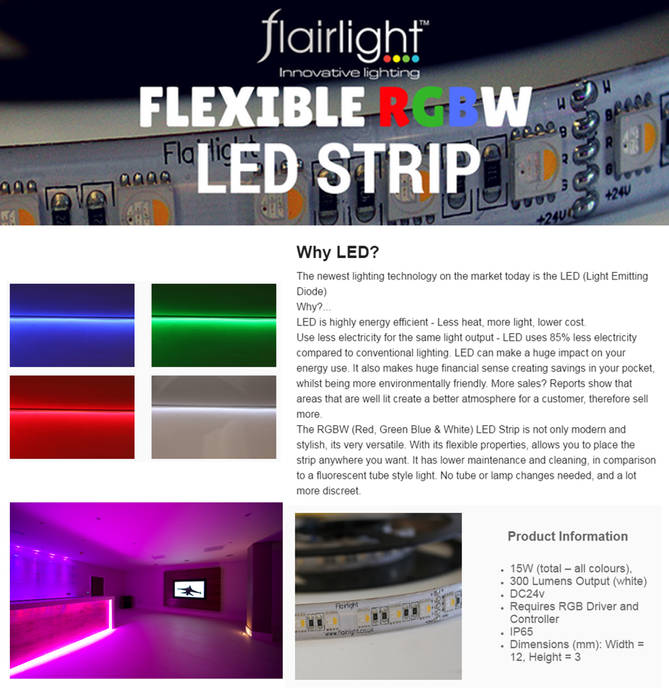 LIGHT MORE, PAY LESS. NEW LED RGBW STRIP✨ Flairlight Designs Ltd Salas de entretenimiento de estilo moderno Accesorios y decoración