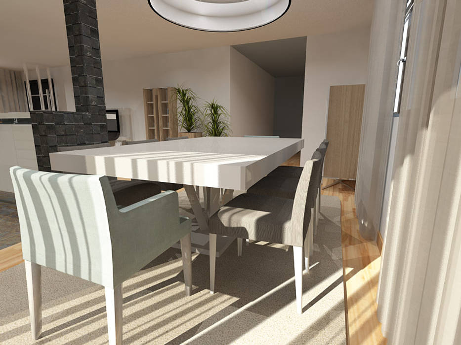 Projeto 3D Apartamento T1, AS-Arquidesign AS-Arquidesign Modern dining room Tables