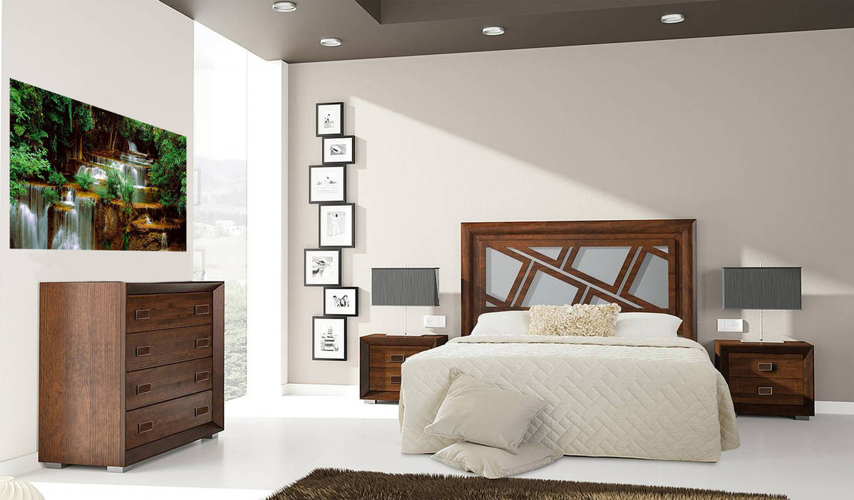 Dormitorio con modelo cascada fotoceramic paredes y suelos de estilo