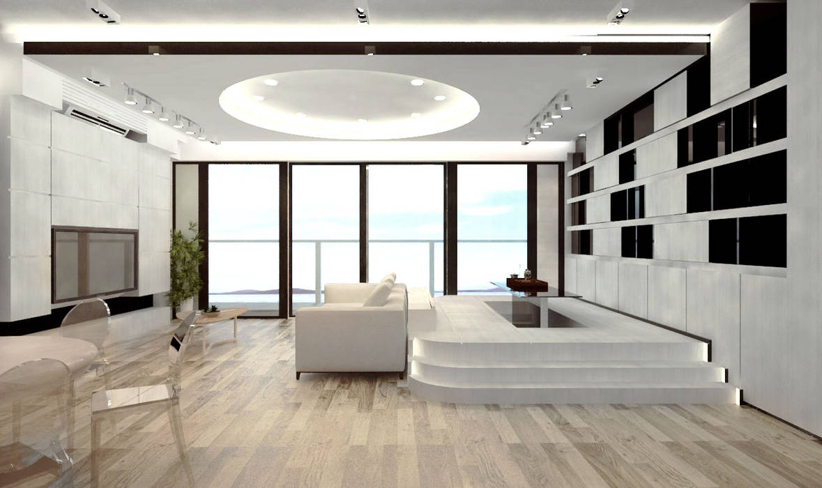 Mayfair By The Sea Much Creative Communication Limited Minimalist living room Wood-Plastic Composite wood flooring