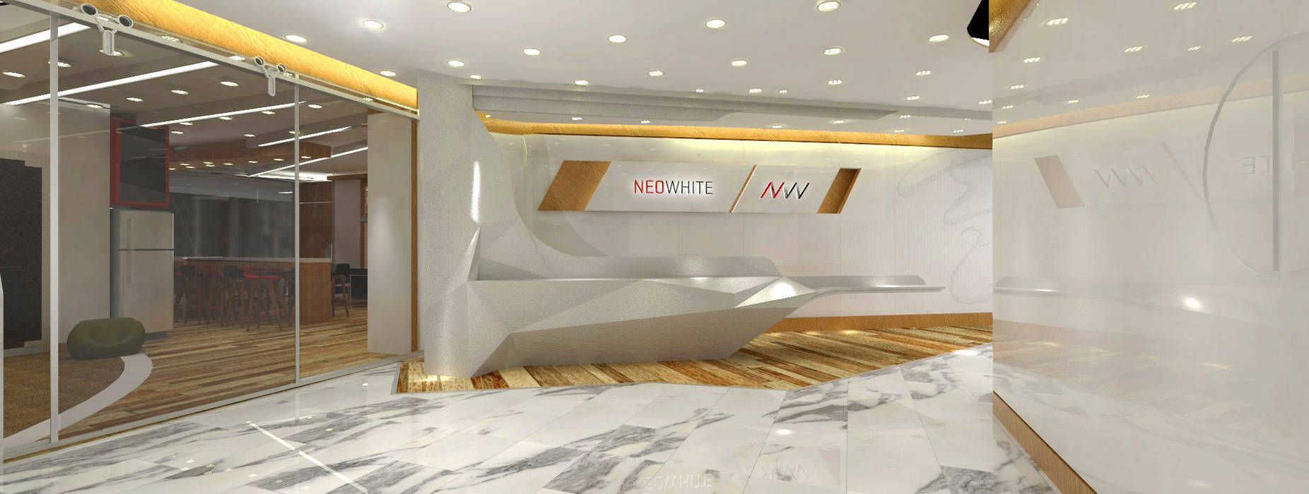 Reception Much Creative Communication Limited Eclectic style study/office Marble office