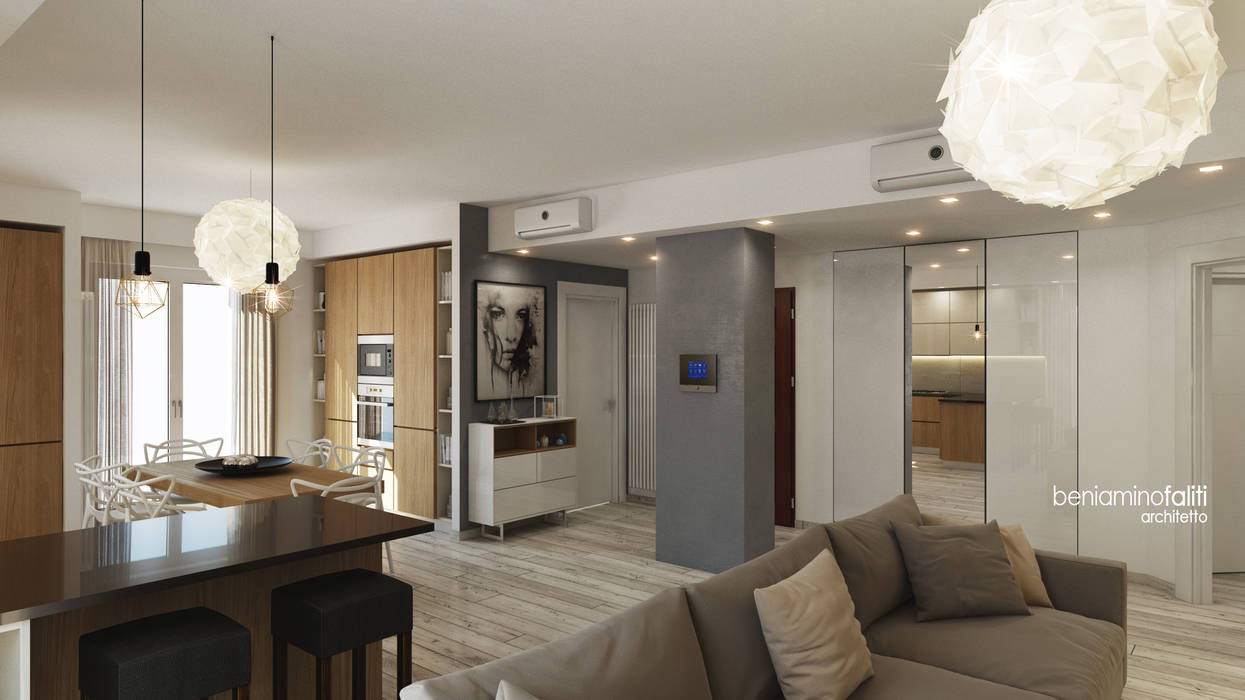 Ristrutturazione appartamento con linee moderne , Beniamino Faliti Architetto Beniamino Faliti Architetto Kitchen