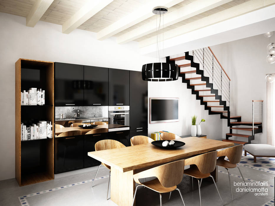 Modernamente Liberty: ristrutturazione di una palazzina di inzio '900, Beniamino Faliti Architetto Beniamino Faliti Architetto Modern kitchen