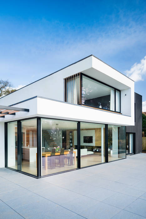 White Oaks Exterior Barc Architects Rumah Modern contemporary,modern,bold,bright,open,glass,windows,render,flat roof