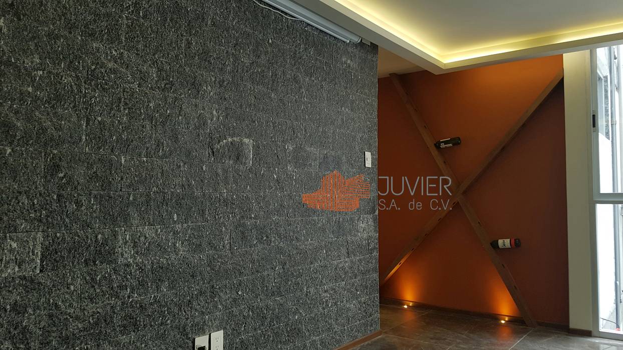 Remodelación departamento, Juvier SA de CV Juvier SA de CV 모던스타일 벽지 & 바닥 석영