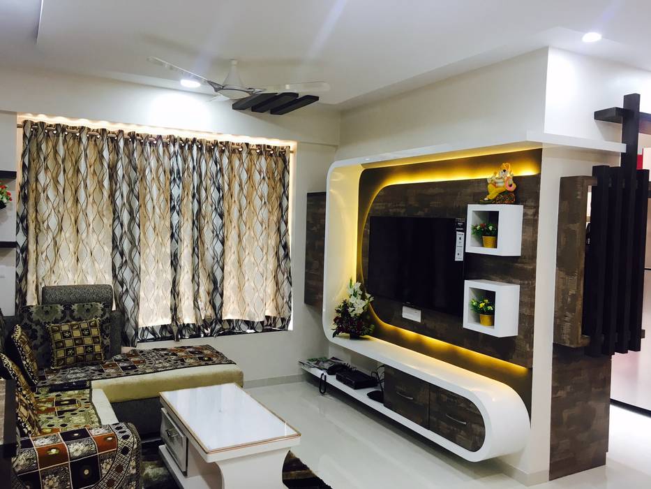 2 bhk project 2017 sharada interiors modern living room homify