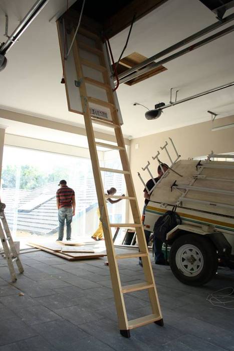 Folding Ladder And Storage Floor Minimalist Garage Shed By
