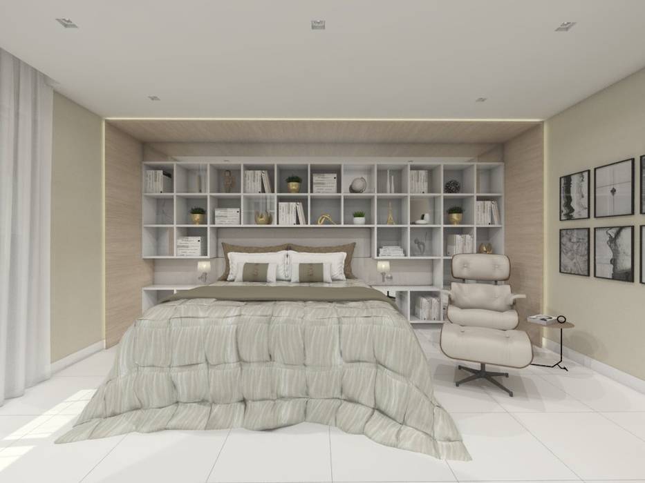 Apartamento T|V, Larissa Vinagre Arquitetos Larissa Vinagre Arquitetos Moderne Schlafzimmer