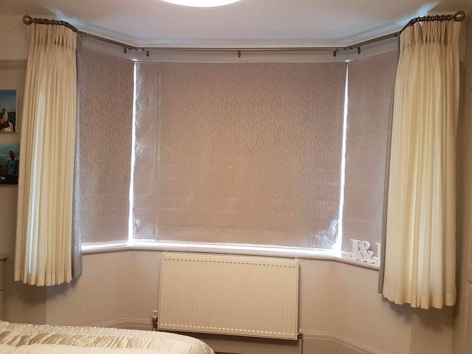 Leading Edge Pinch Pleat Voiles With Blackout Lined Roman Blinds
