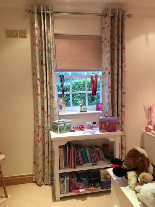 Eyelet Floor To Ceiling Blackout Lined Curtains With Roman Blinds