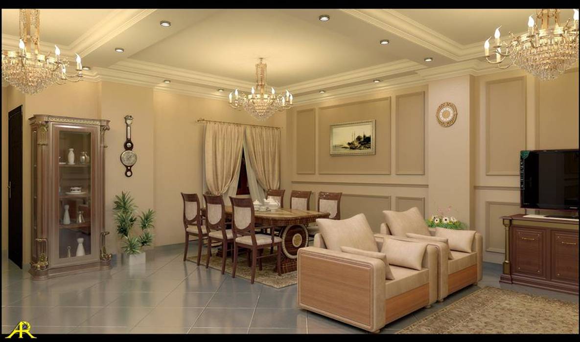 شقة مصرية بتصميم بين الكلاسيك والمودرن, Etihad Constructio & Decor Etihad Constructio & Decor クラシックデザインの リビング アクセサリー＆デコレーション