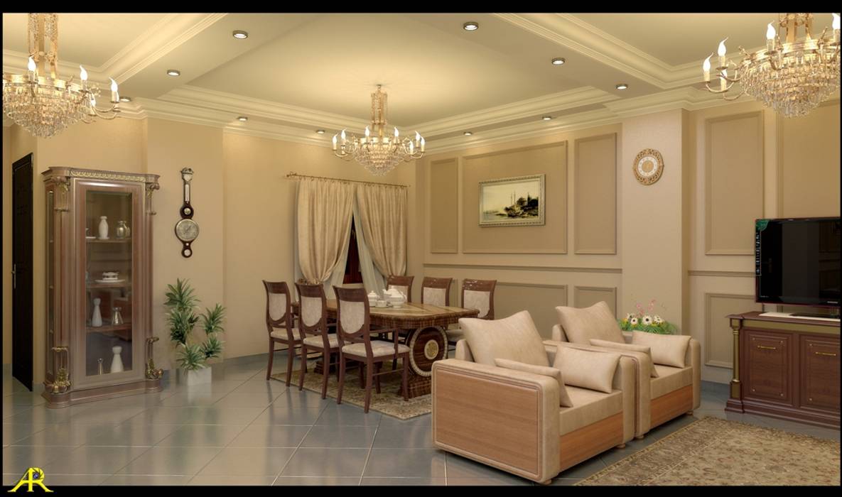 شقة مصرية بتصميم بين الكلاسيك والمودرن, Etihad Constructio & Decor Etihad Constructio & Decor غرفة المعيشة ديكورات واكسسوارات
