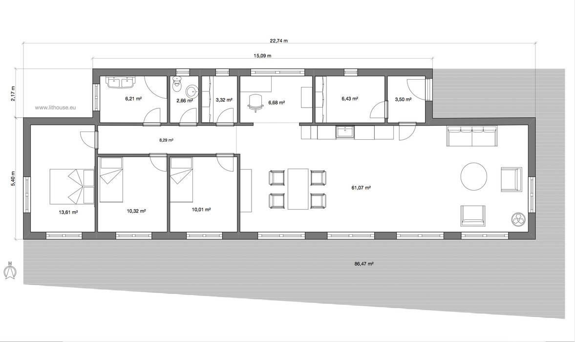 в современный. Автор – Namas , Модерн floor plan,design,container house