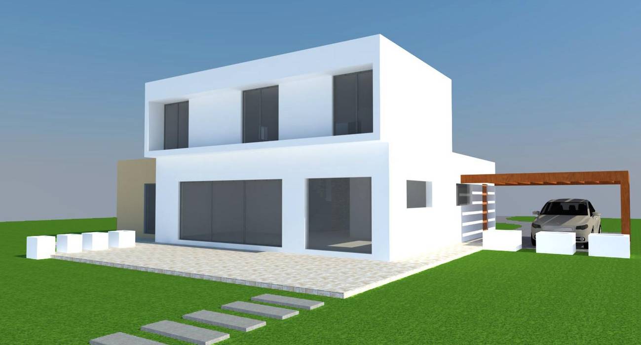 CASA EN PADRE HURTADO H2H arquitectos Casas de estilo minimalista Concreto reforzado Blanco