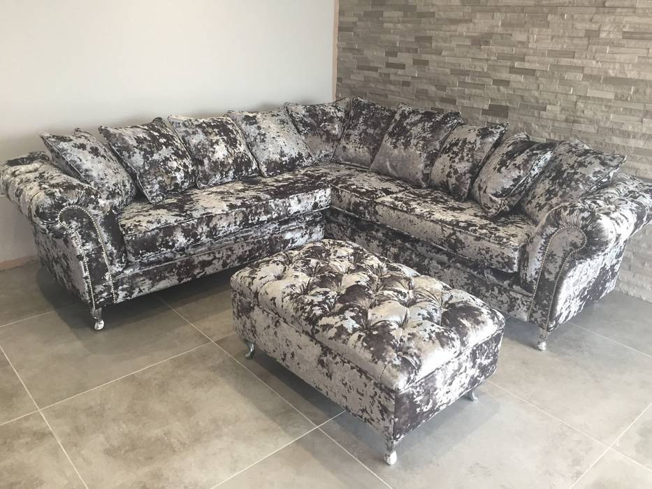 Chesterfield corner sofa silver crush velvet homify