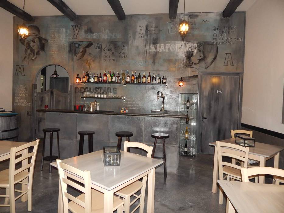 Restyling ristorante, Meraki di Irene Mancini Decorazione d'Interni Meraki di Irene Mancini Decorazione d'Interni Espaces commerciaux Béton Restaurants