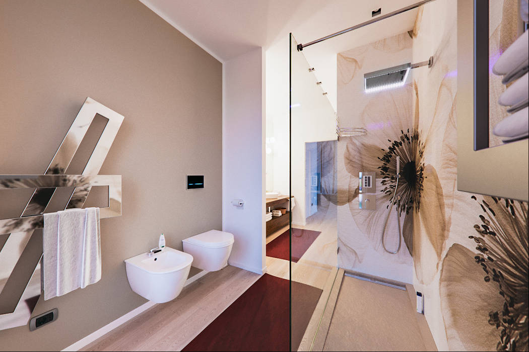 Un attico in stile loft in Milano, Annalisa Carli Annalisa Carli Modern style bathrooms Wood Wood effect