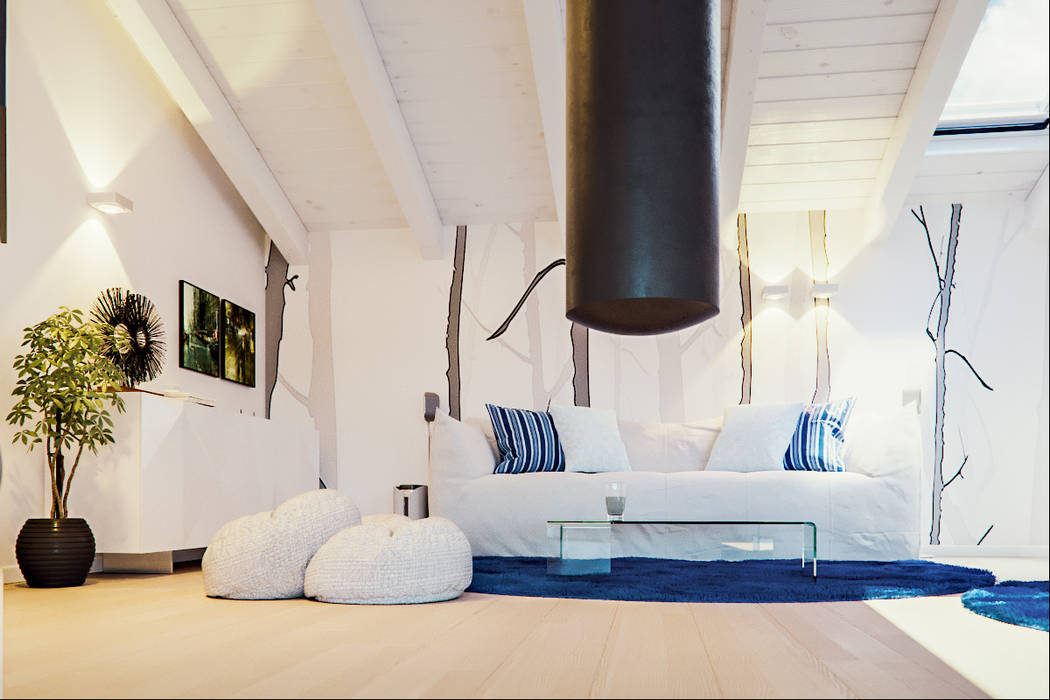 Un attico in stile loft in Milano, Annalisa Carli Annalisa Carli Living room Solid Wood Multicolored