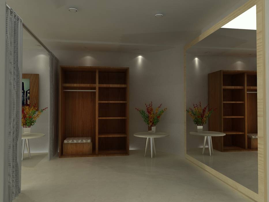 Diseño Interior para instalaciones de CAMARA TV, SIMETRIC ARQUITECTURA INTERIOR SIMETRIC ARQUITECTURA INTERIOR Industrial style dressing rooms Wood Wood effect
