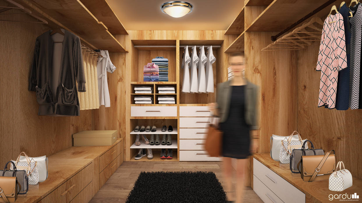 Closeth Moderno GarDu Arquitectos Vestidores minimalistas Madera Acabado en madera closet,closeth,walking closeth,madera