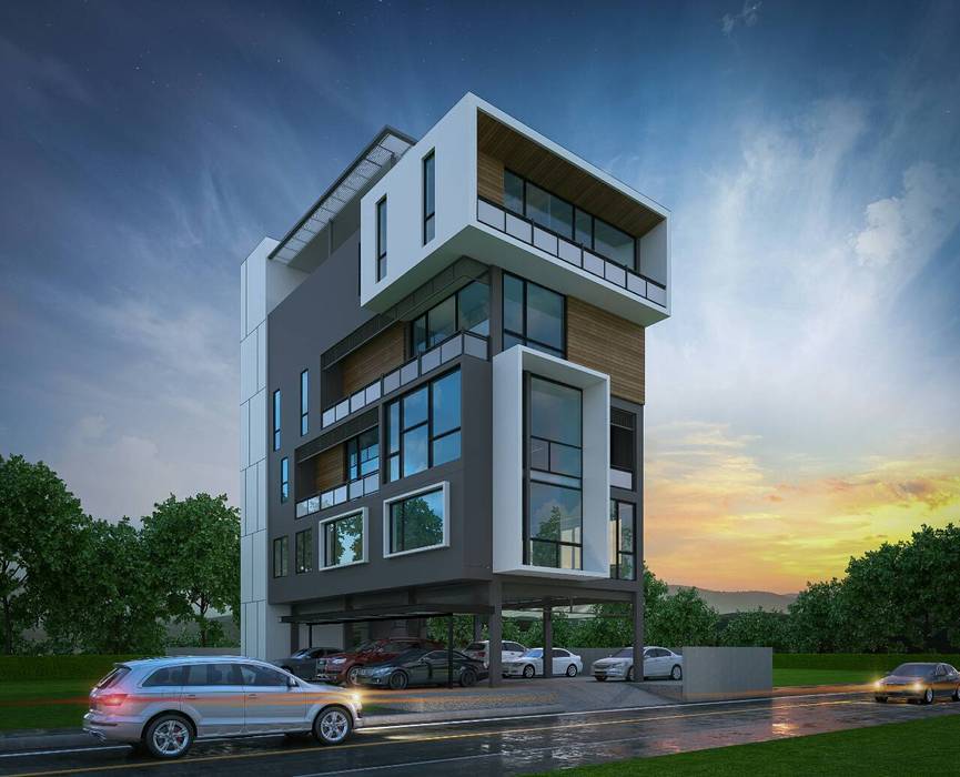 HOME OFFICE, Glam interior- architect co.,ltd Glam interior- architect co.,ltd Dinding & Lantai Modern Beton