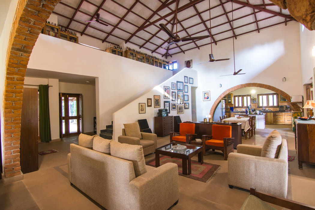 Homestay in Kanha National park, Madhya Pradesh, M+P Architects Collaborative M+P Architects Collaborative Modern living room